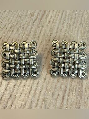 Vintage MMA 1993 Basket Weave Clip-On Earrings
